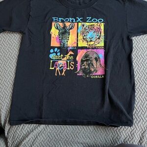 Bronx Zoo Black Kids T-Shirt with Colorful Animal Graphics -Medium